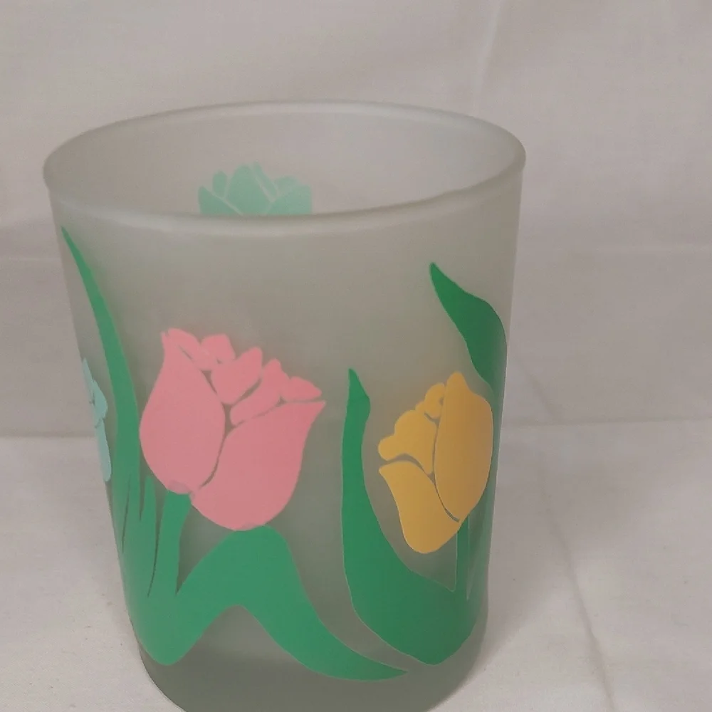 Vintage Floral Frosted Glass Candle Holder